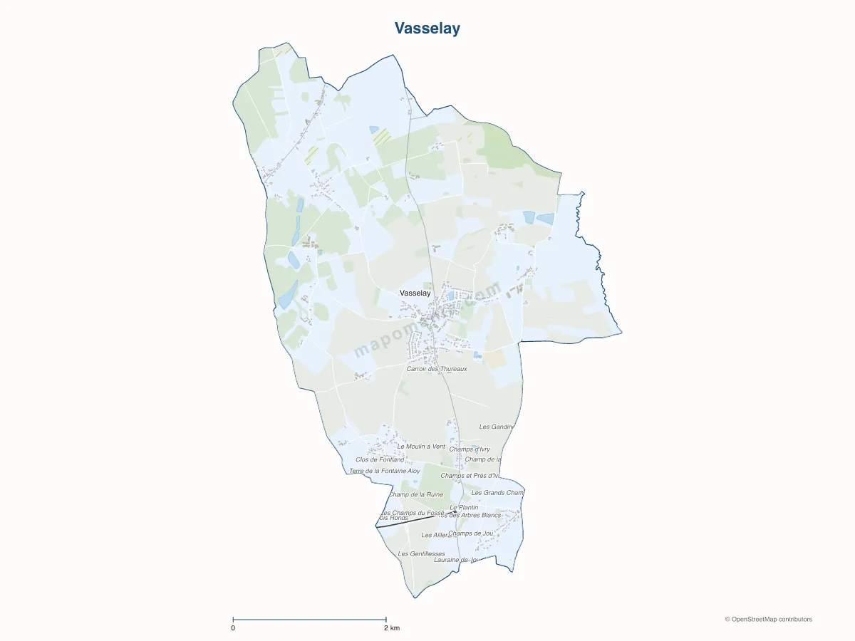 Carte de Vasselay à personnaliser