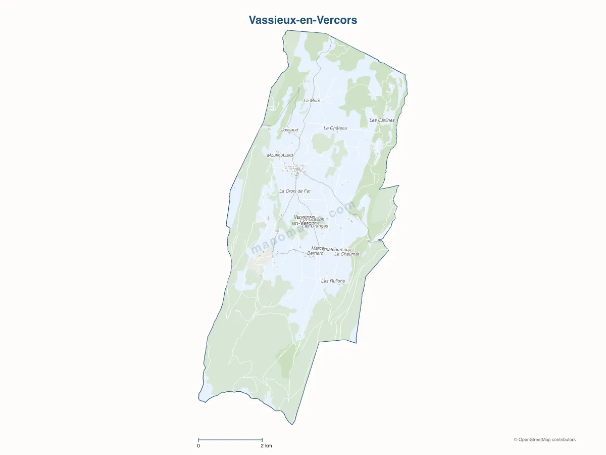 Carte de Vassieux-en-Vercors à personnaliser