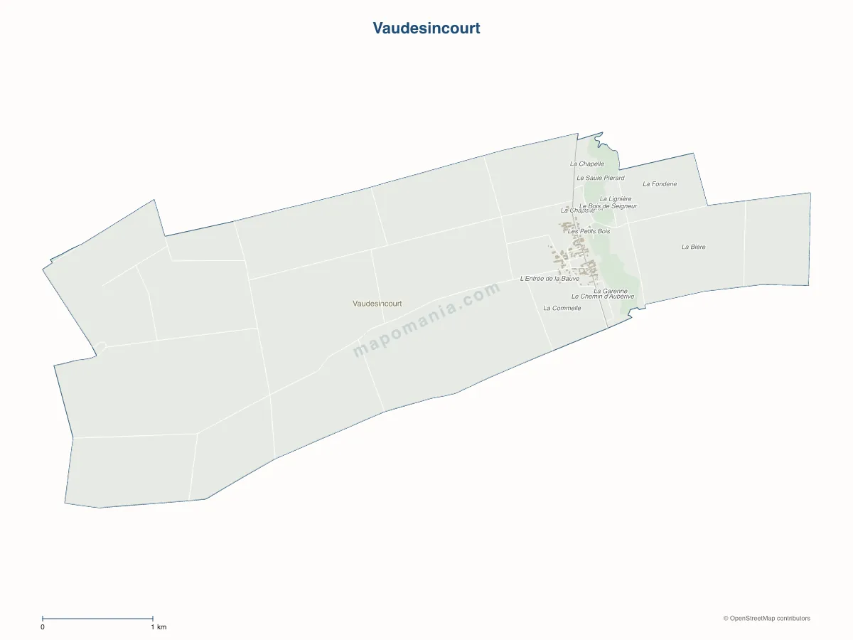 Carte de Vaudesincourt à personnaliser