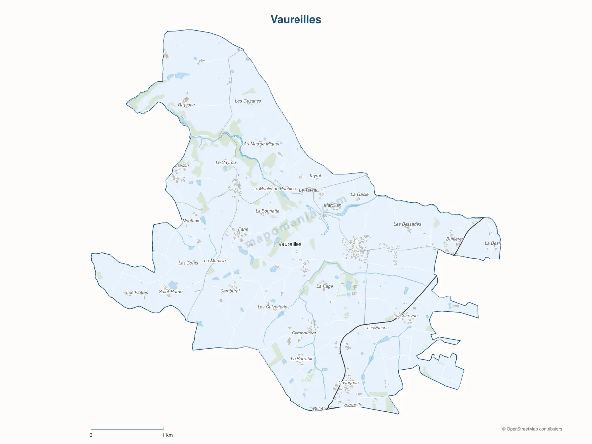 Carte de Vaureilles à personnaliser