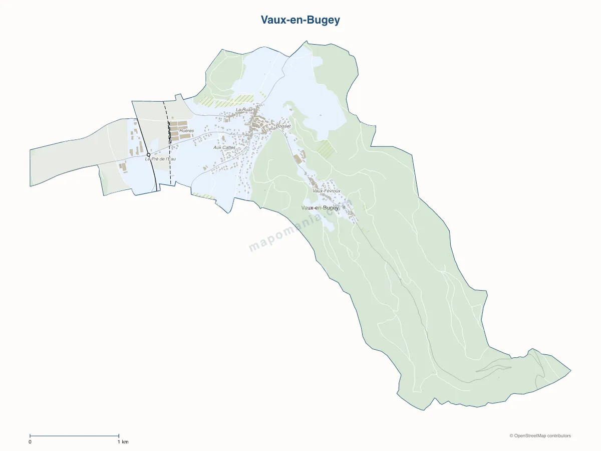 Carte de Vaux-en-Bugey à personnaliser