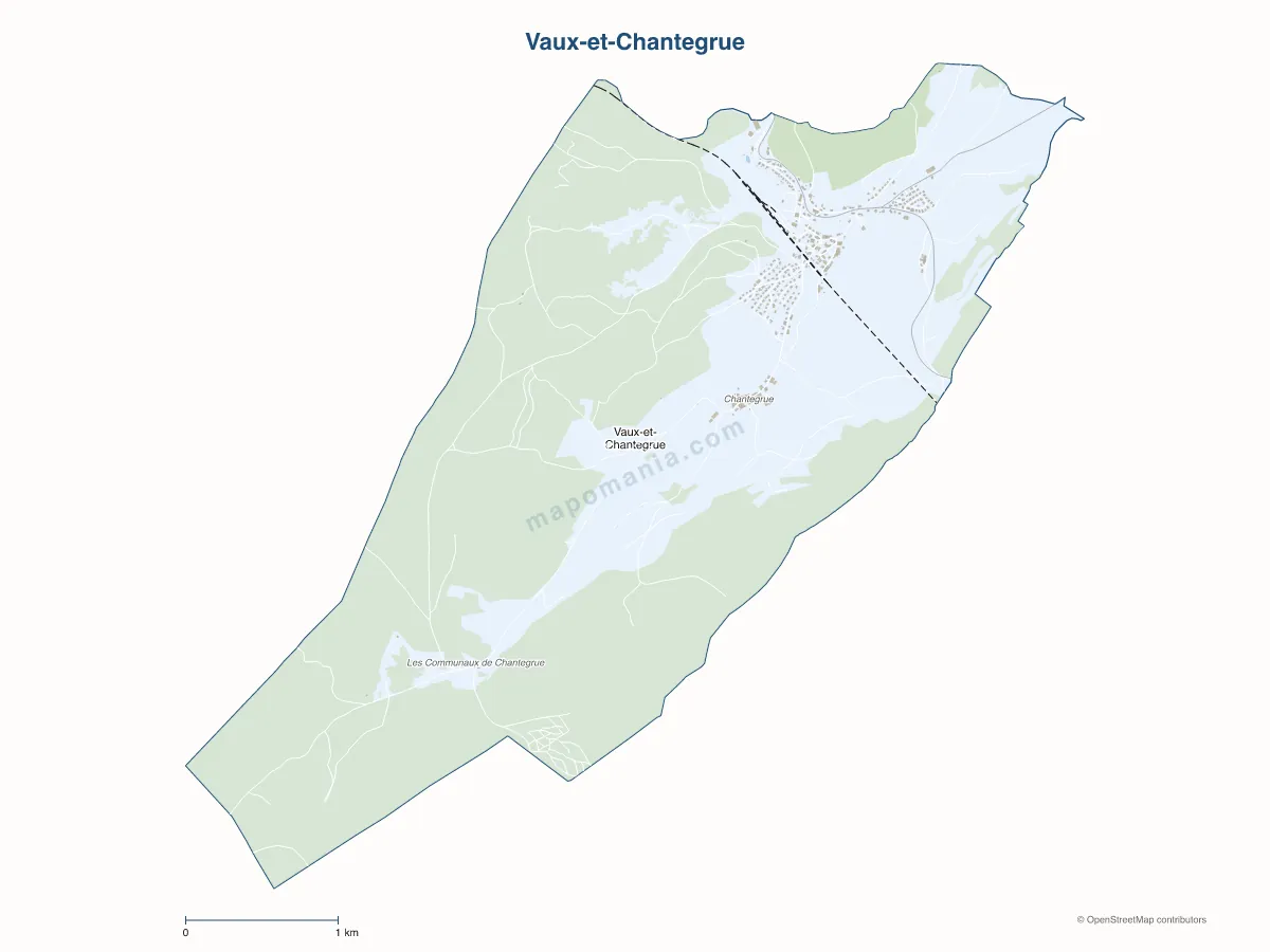 Carte de Vaux-et-Chantegrue à personnaliser