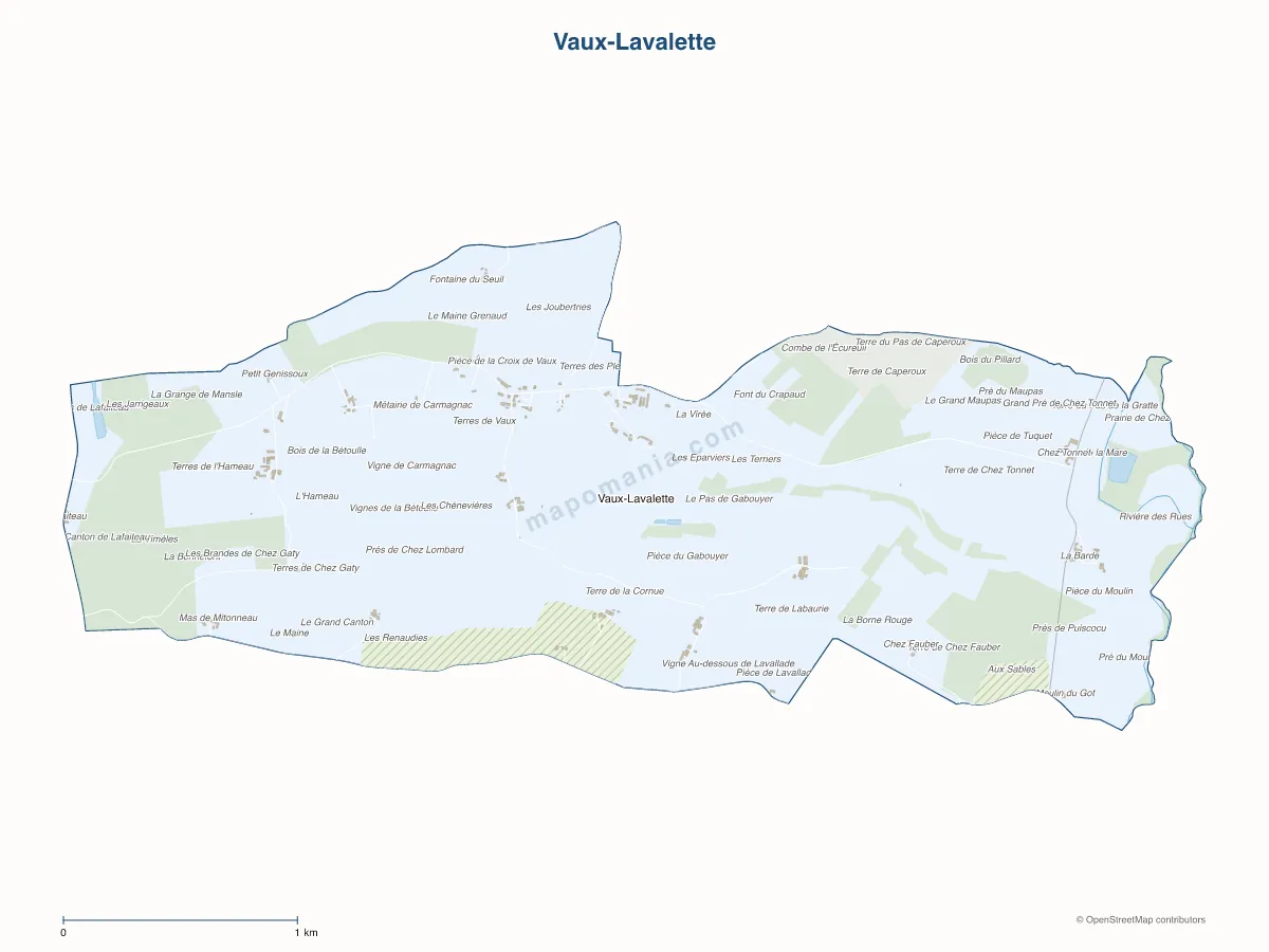 Carte de Vaux-Lavalette à personnaliser