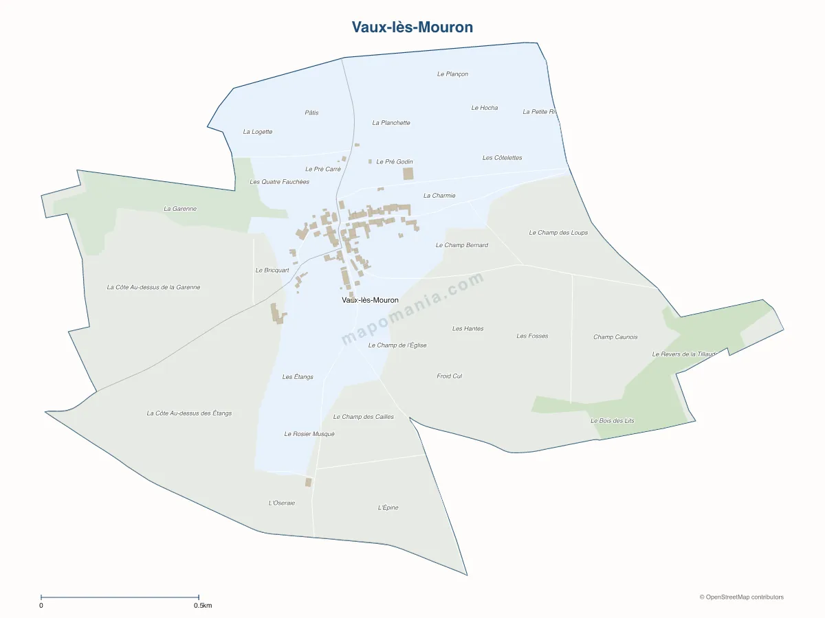 Carte de Vaux-lès-Mouron à personnaliser