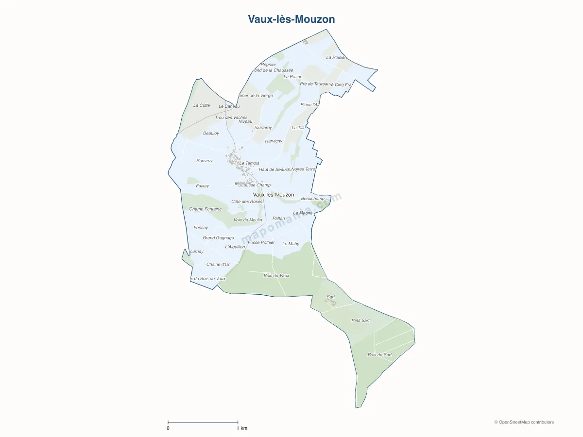 Carte de Vaux-lès-Mouzon à personnaliser