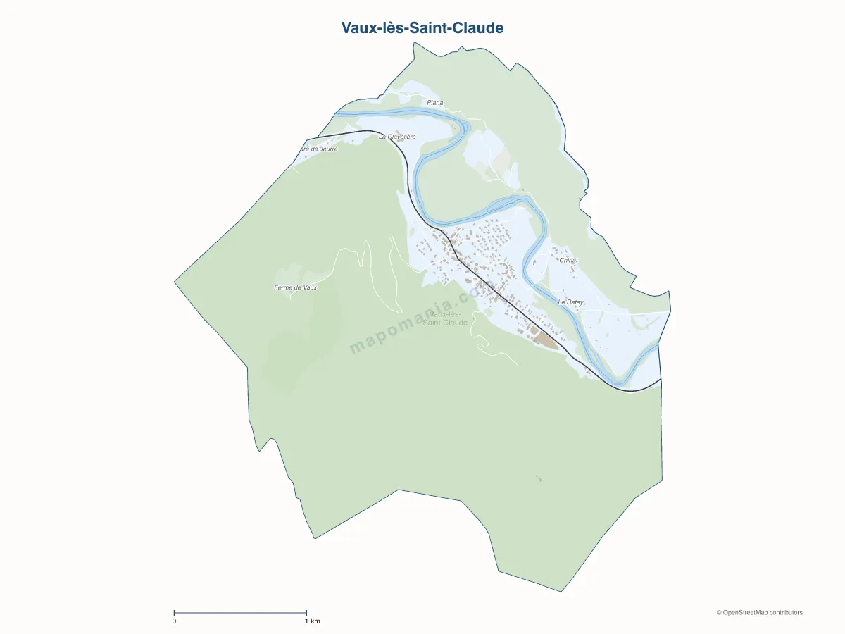 Carte de Vaux-lès-Saint-Claude à personnaliser