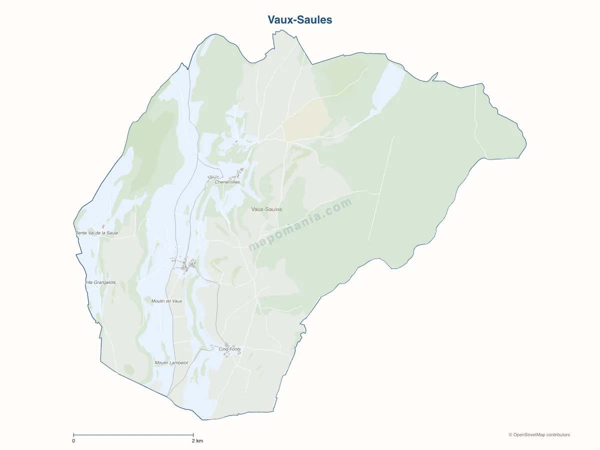 Carte de Vaux-Saules à personnaliser