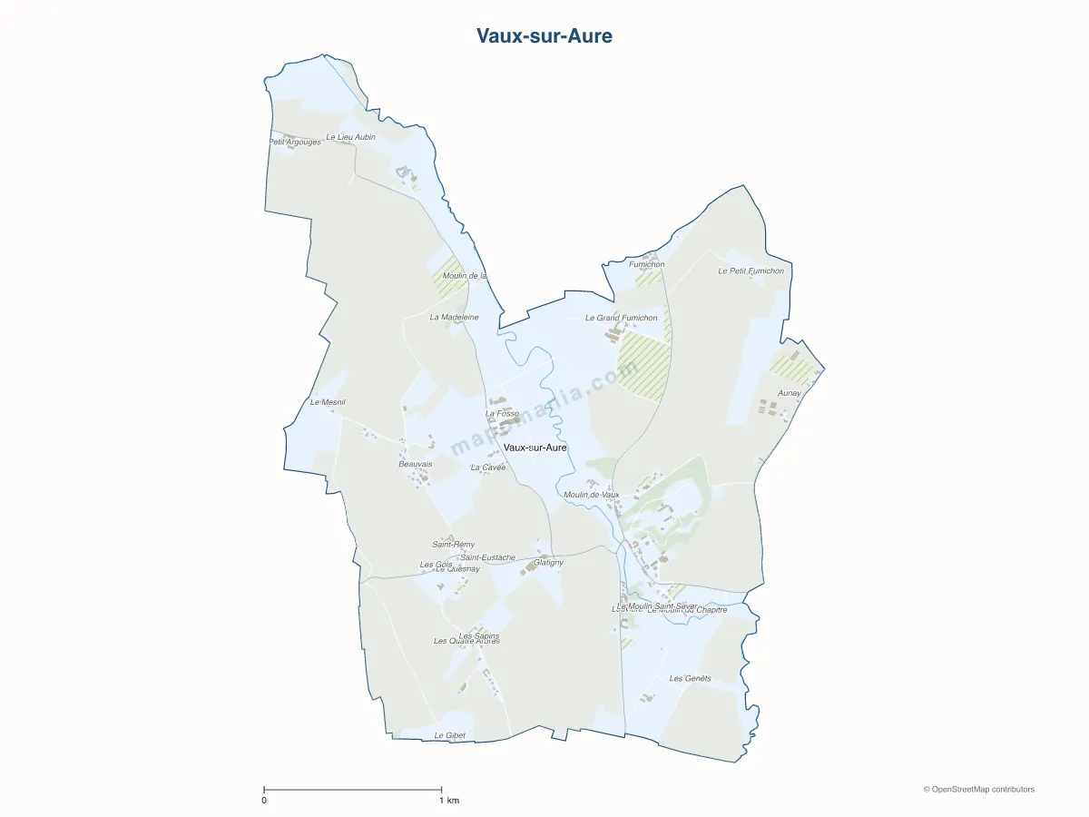 Carte de Vaux-sur-Aure à personnaliser