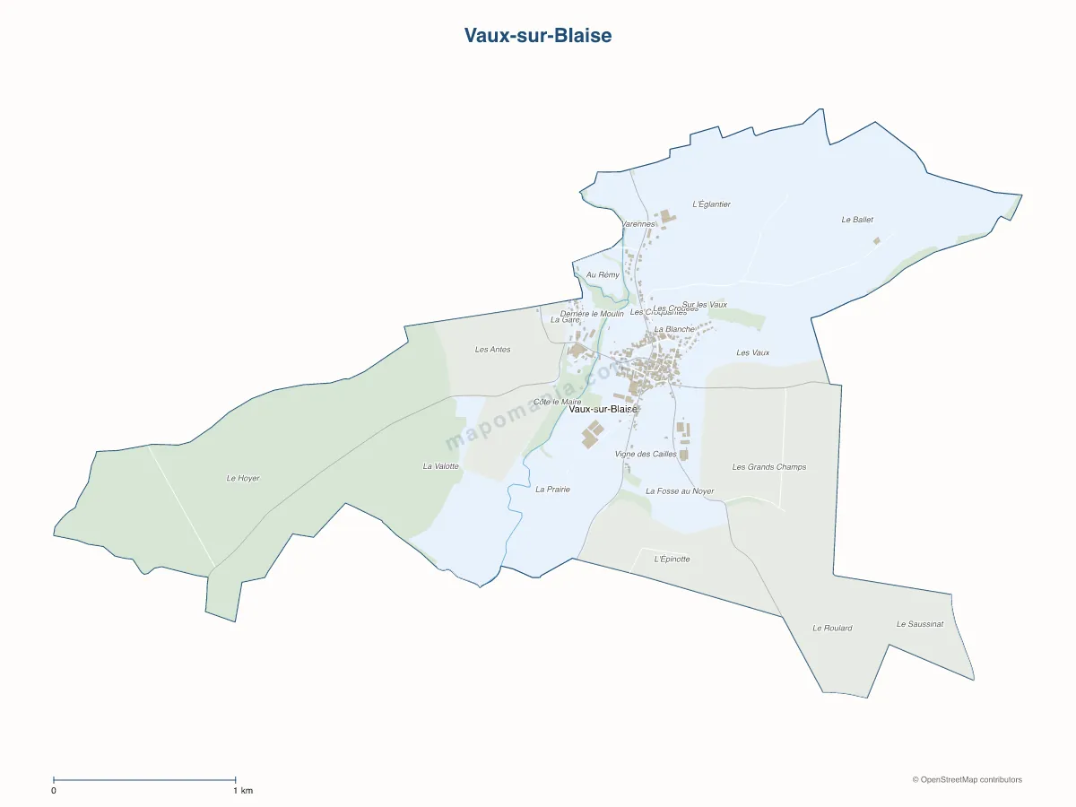 Carte de Vaux-sur-Blaise à personnaliser