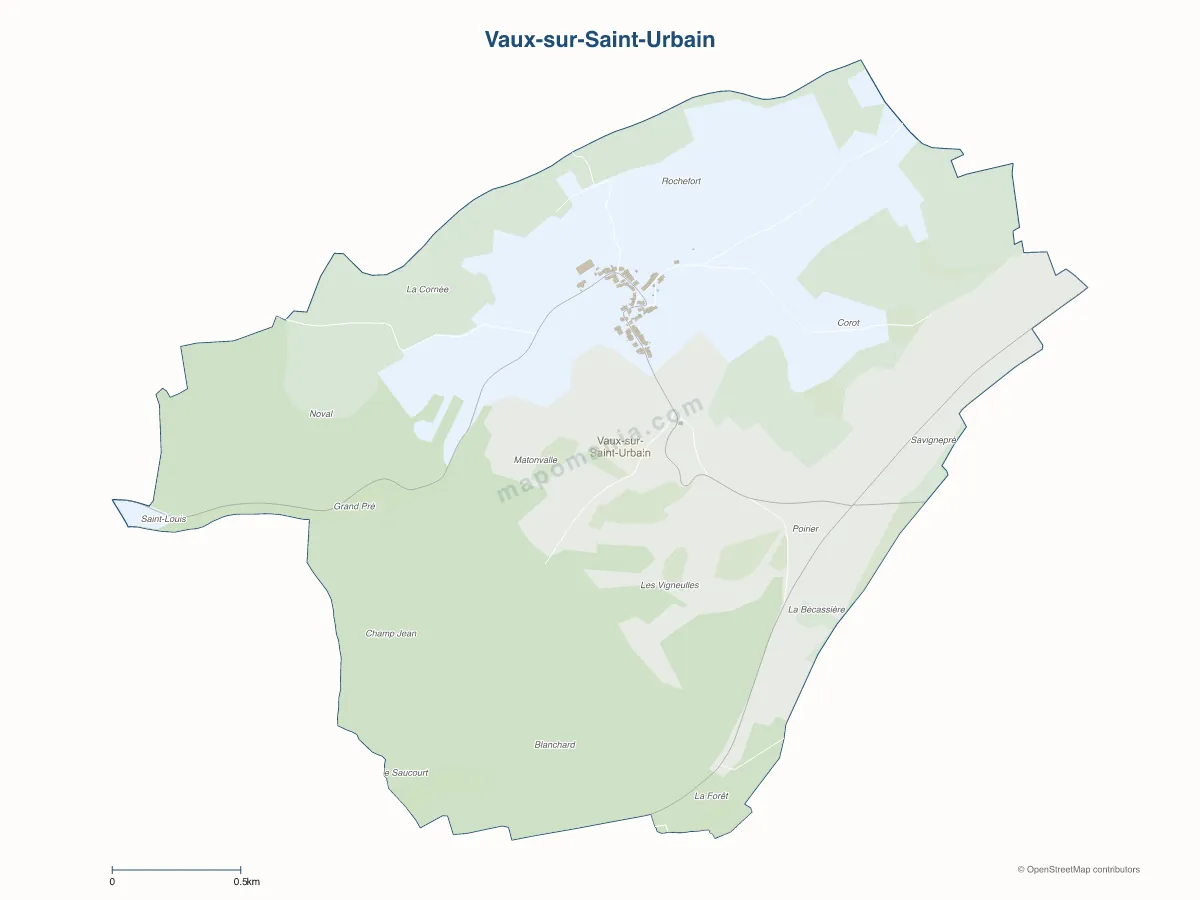 Carte de Vaux-sur-Saint-Urbain à personnaliser