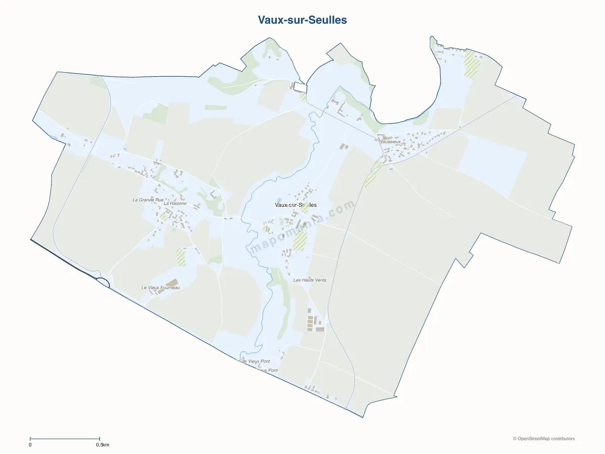 Carte de Vaux-sur-Seulles à personnaliser