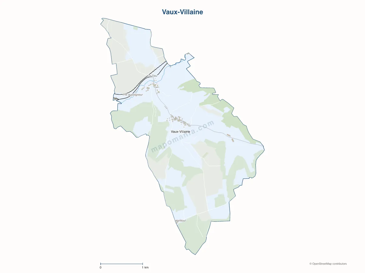 Carte de Vaux-Villaine à personnaliser