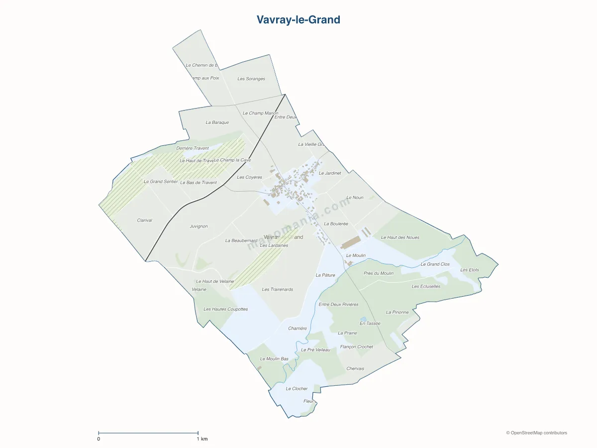 Carte de Vavray-le-Grand à personnaliser