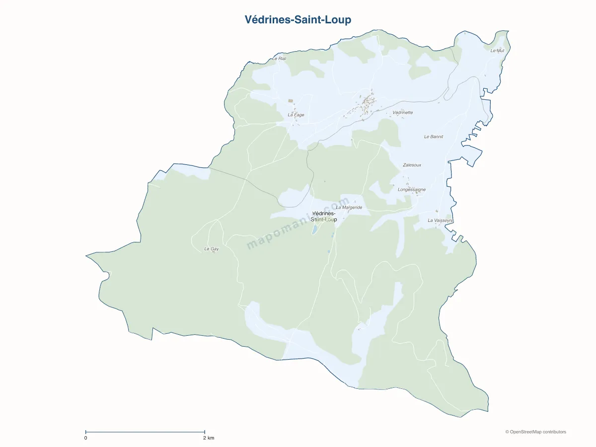 Carte de Védrines-Saint-Loup à personnaliser