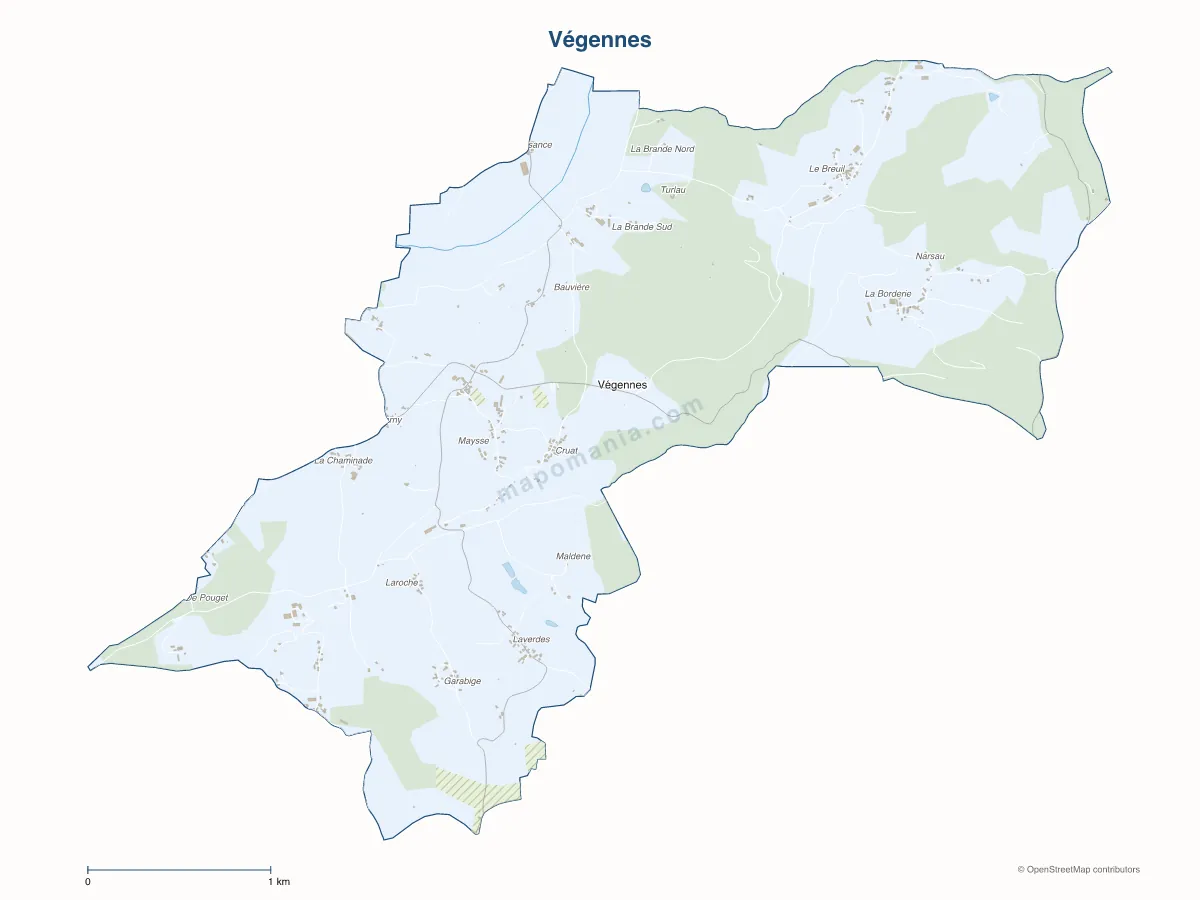 Carte de Végennes à personnaliser