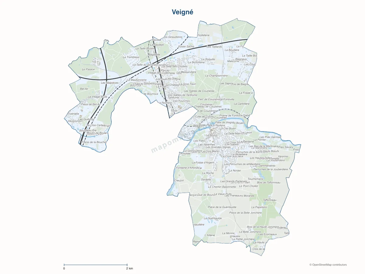 Carte de Veigné à personnaliser