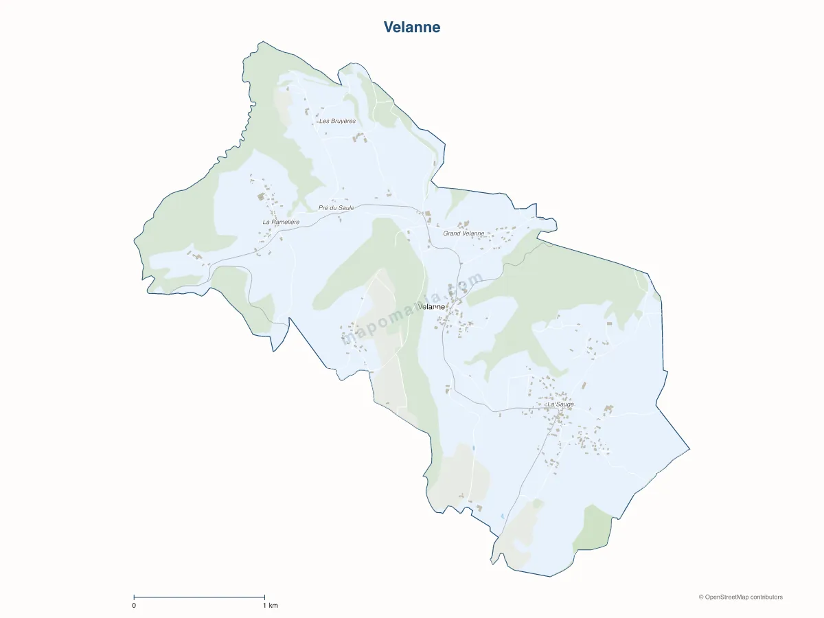 Carte de Velanne à personnaliser
