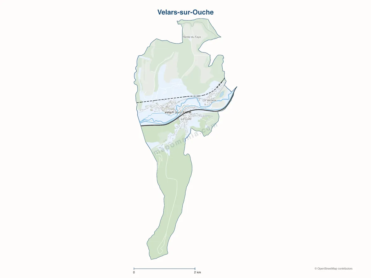 Carte de Velars-sur-Ouche à personnaliser