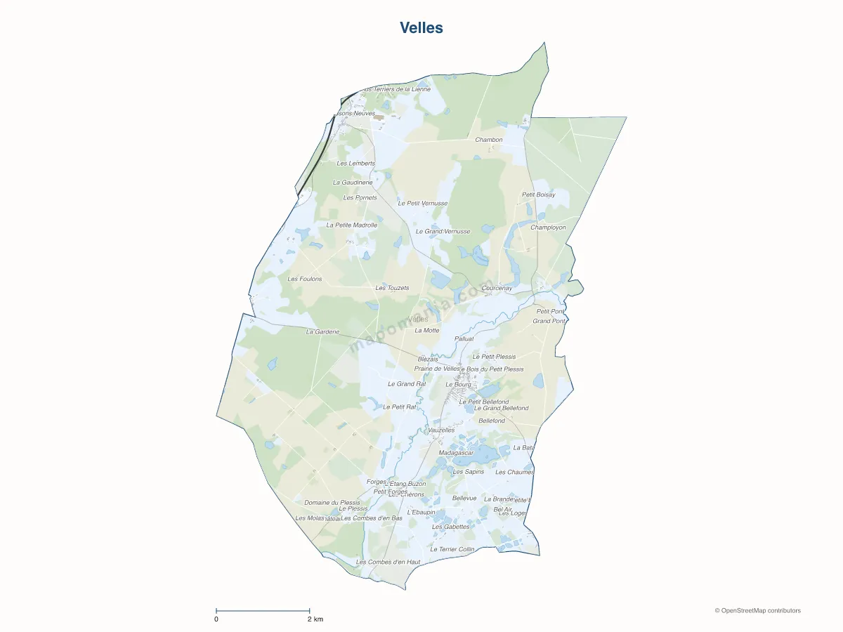 Carte de Velles à personnaliser