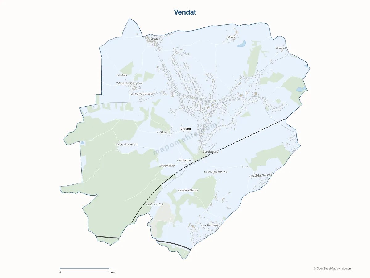 Carte de Vendat à personnaliser