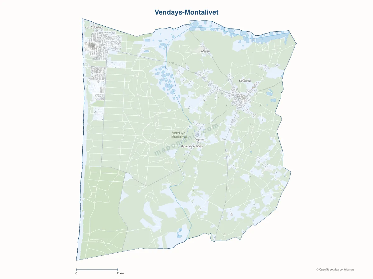 Carte de Vendays-Montalivet à personnaliser
