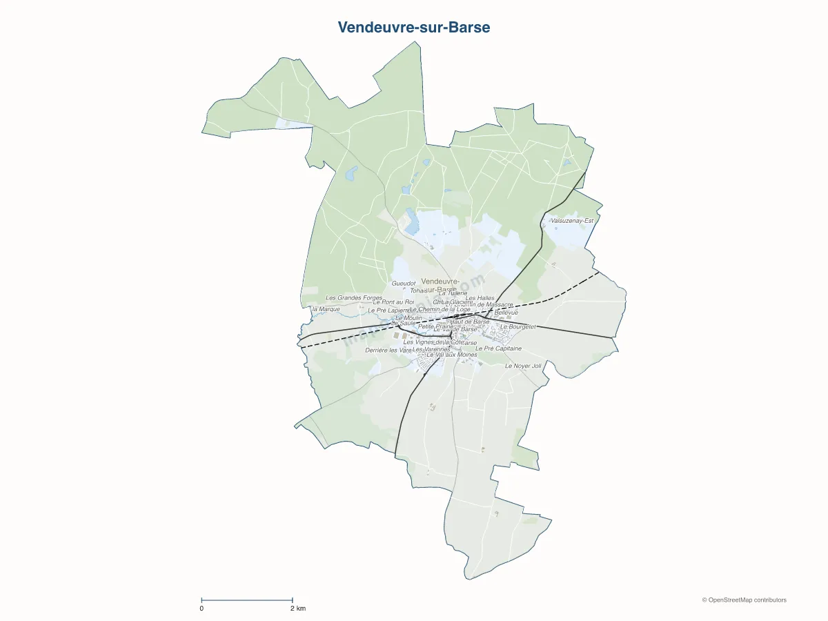 Carte de Vendeuvre-sur-Barse à personnaliser