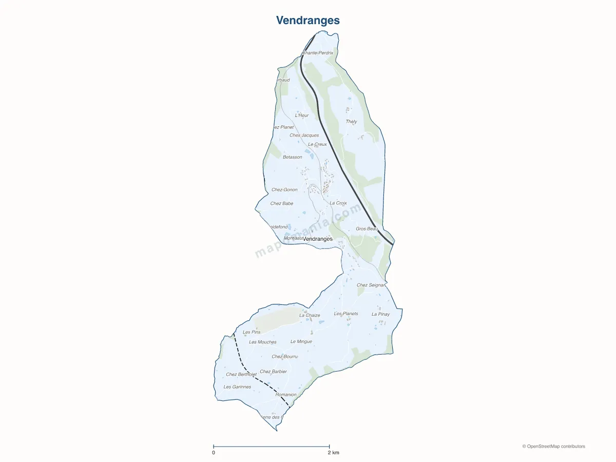 Carte de Vendranges à personnaliser