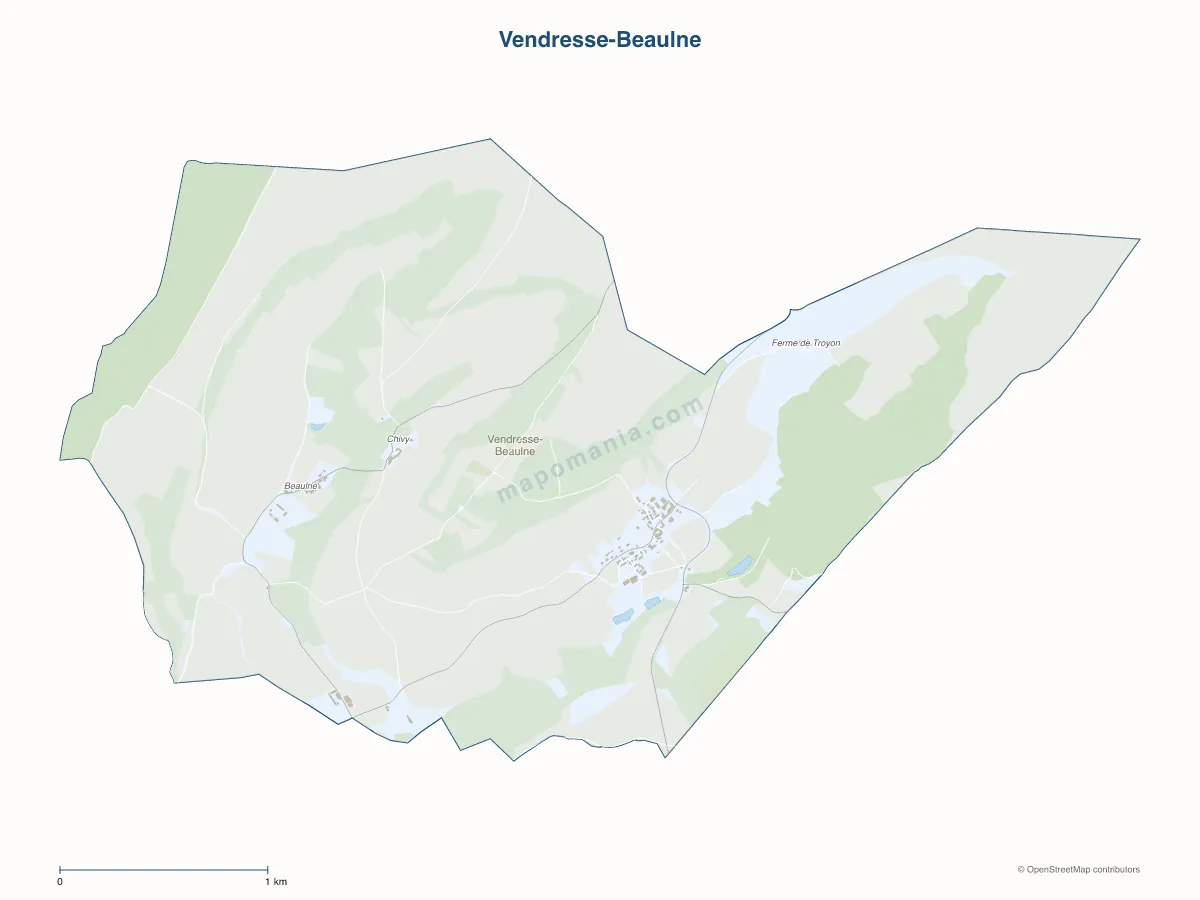 Carte de Vendresse-Beaulne à personnaliser