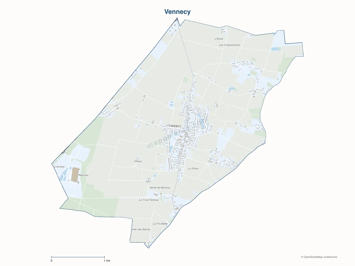 Carte de Vennecy à personnaliser