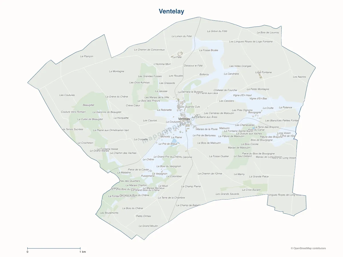 Carte de Ventelay à personnaliser