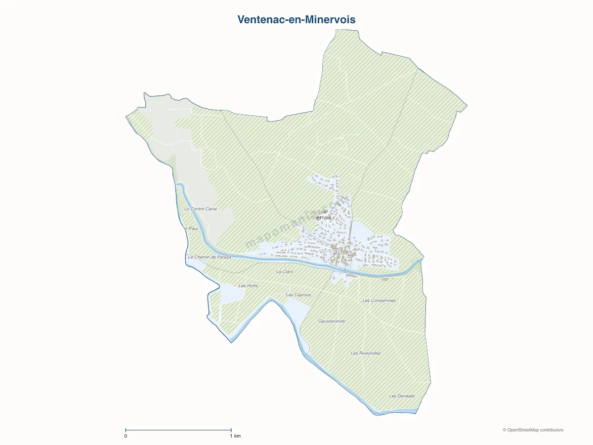 Carte de Ventenac-en-Minervois à personnaliser