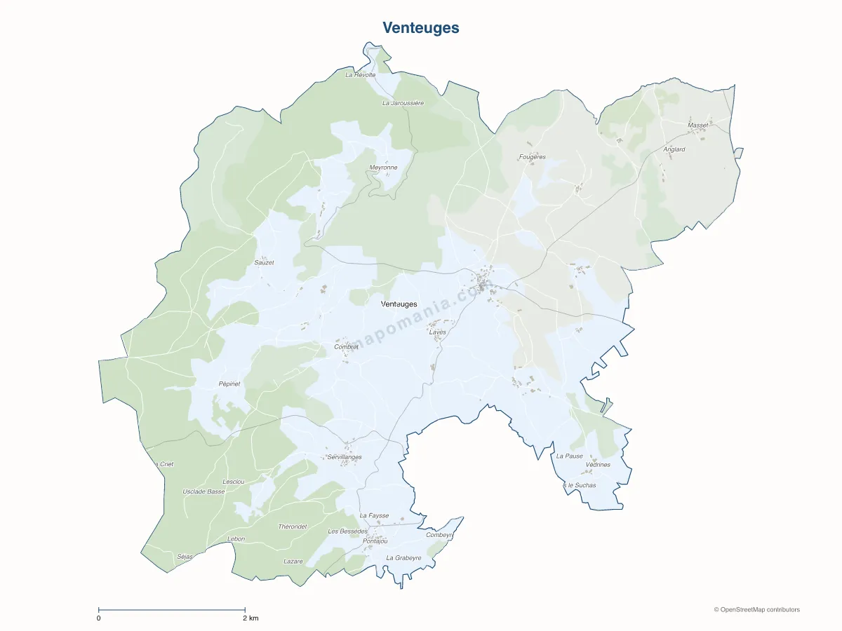 Carte de Venteuges à personnaliser