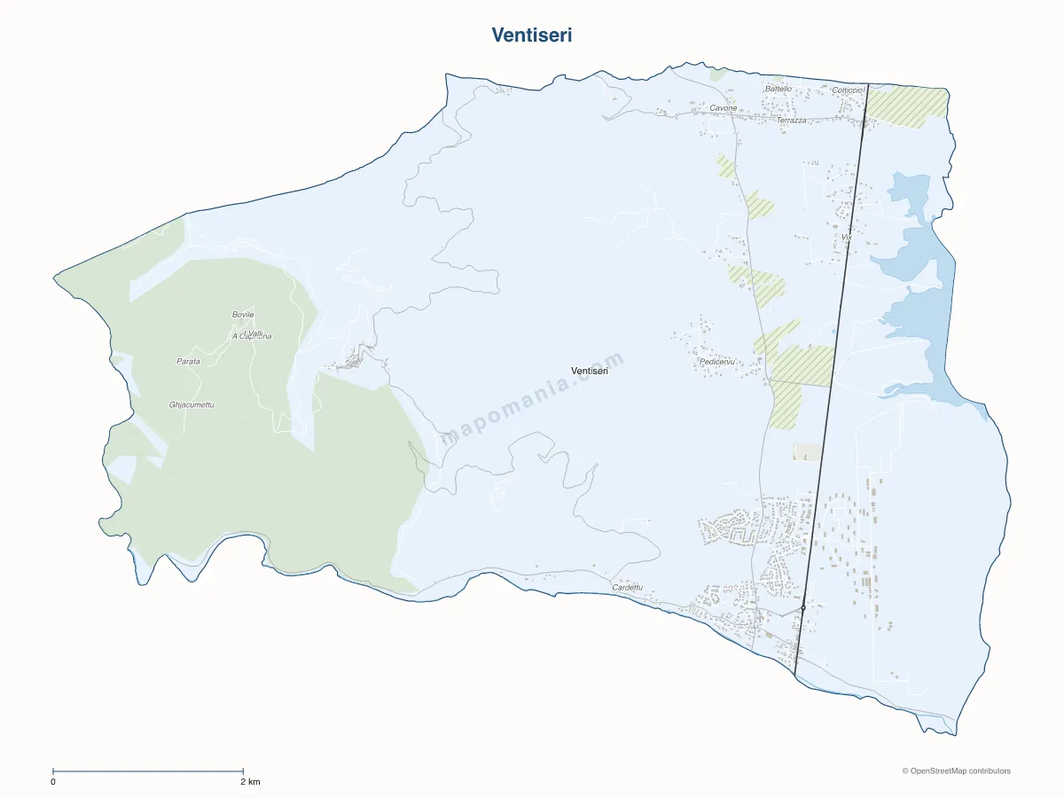 Carte de Ventiseri à personnaliser