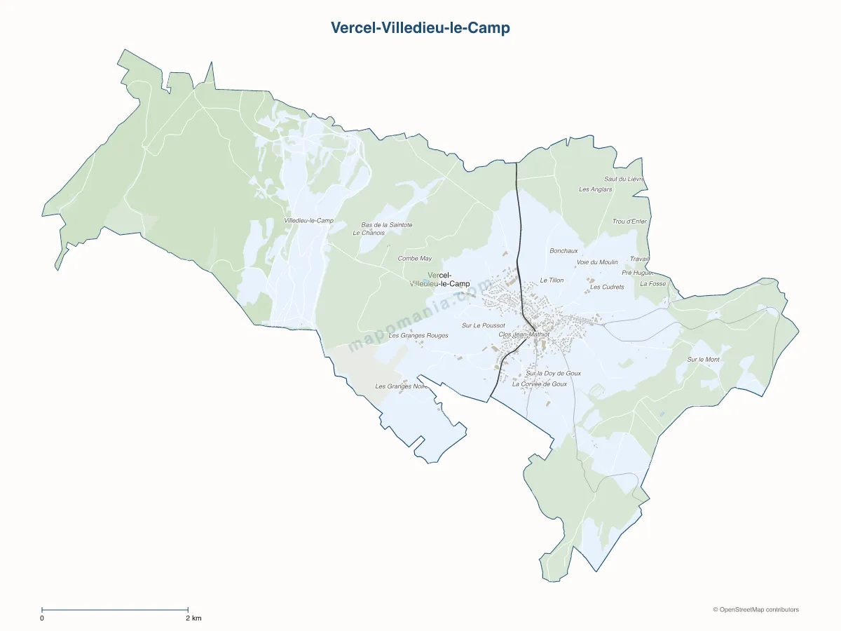 Carte de Vercel-Villedieu-le-Camp à personnaliser