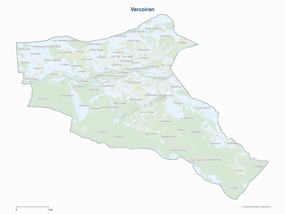 Carte de Vercoiran à personnaliser