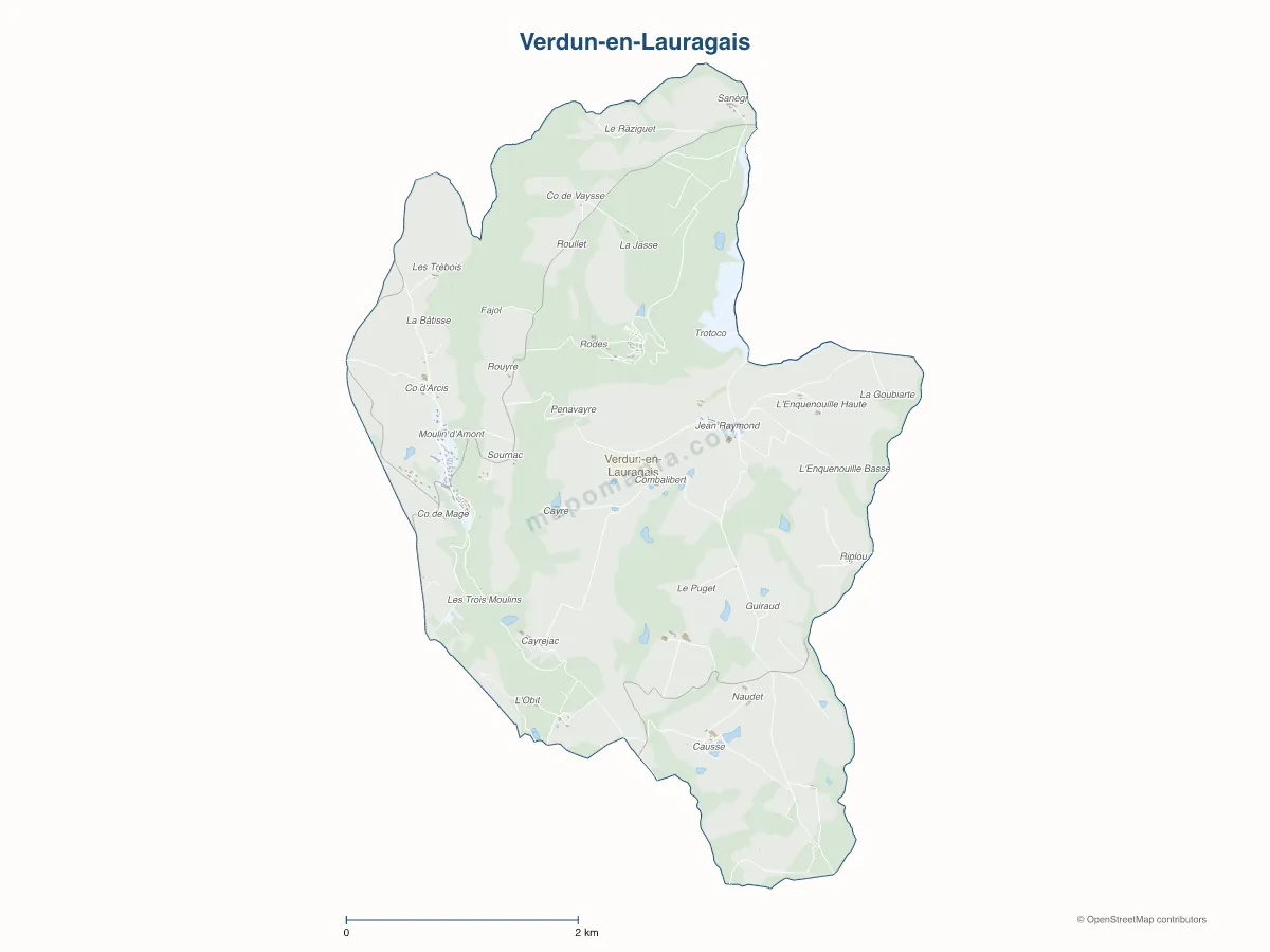Carte de Verdun-en-Lauragais à personnaliser