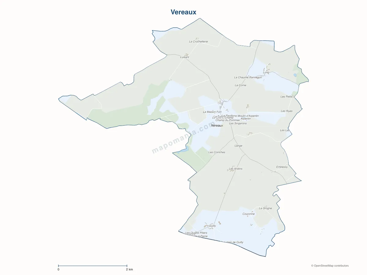 Carte de Vereaux à personnaliser
