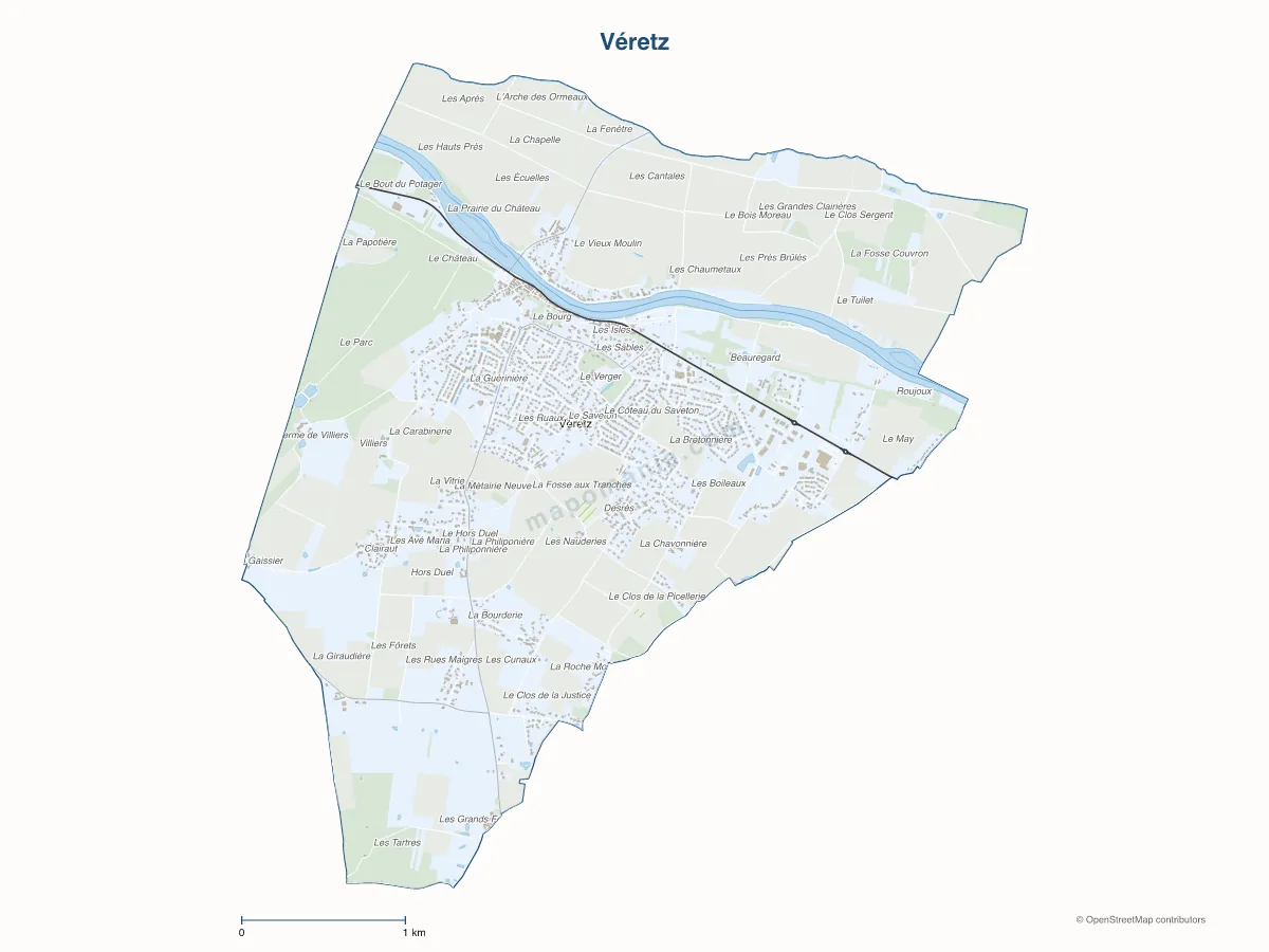 Carte de Véretz à personnaliser