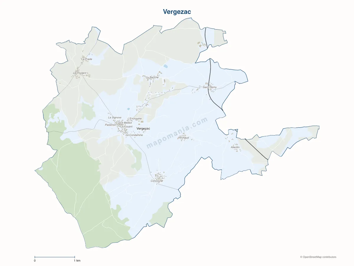 Carte de Vergezac à personnaliser