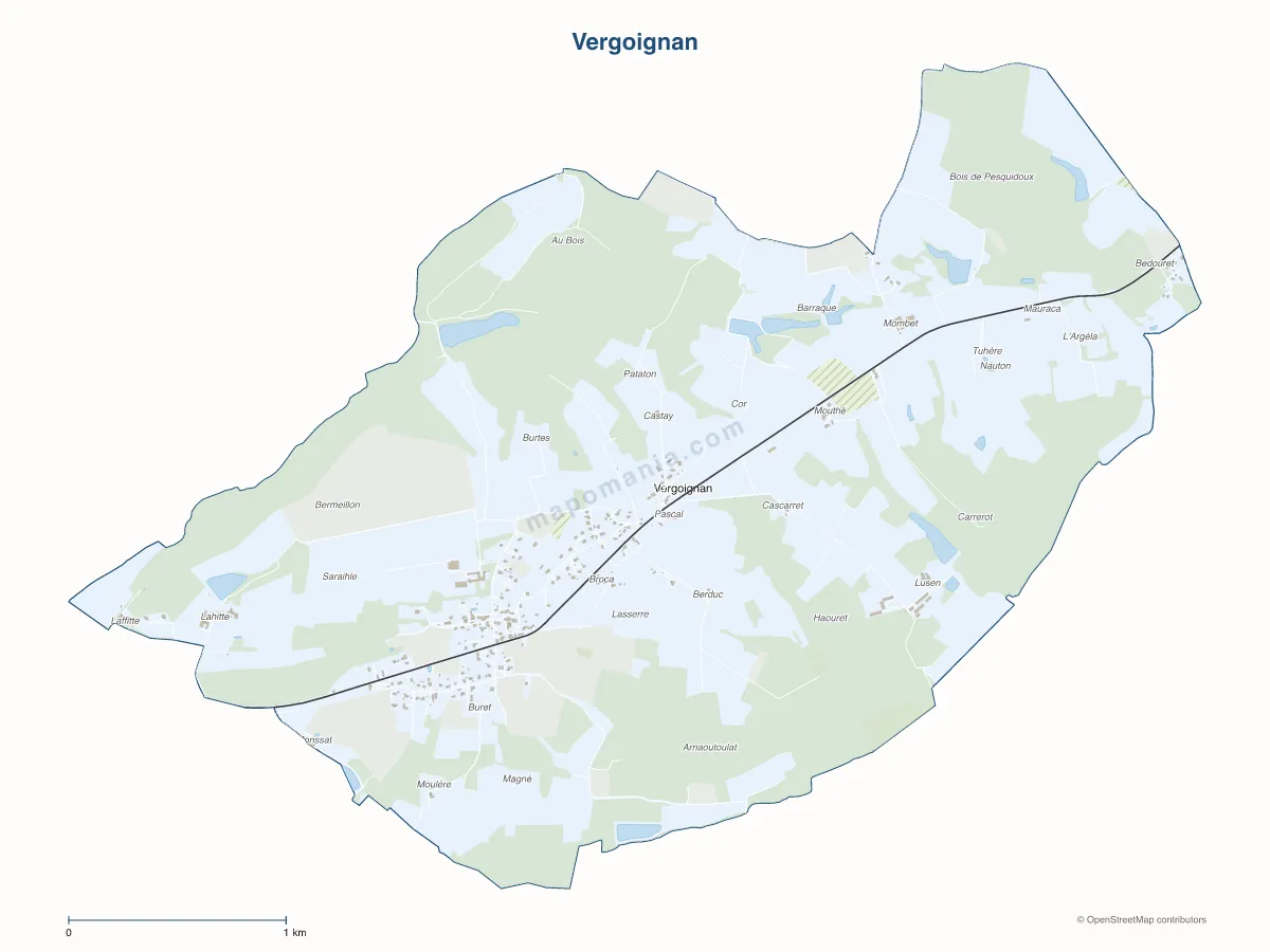 Carte de Vergoignan à personnaliser