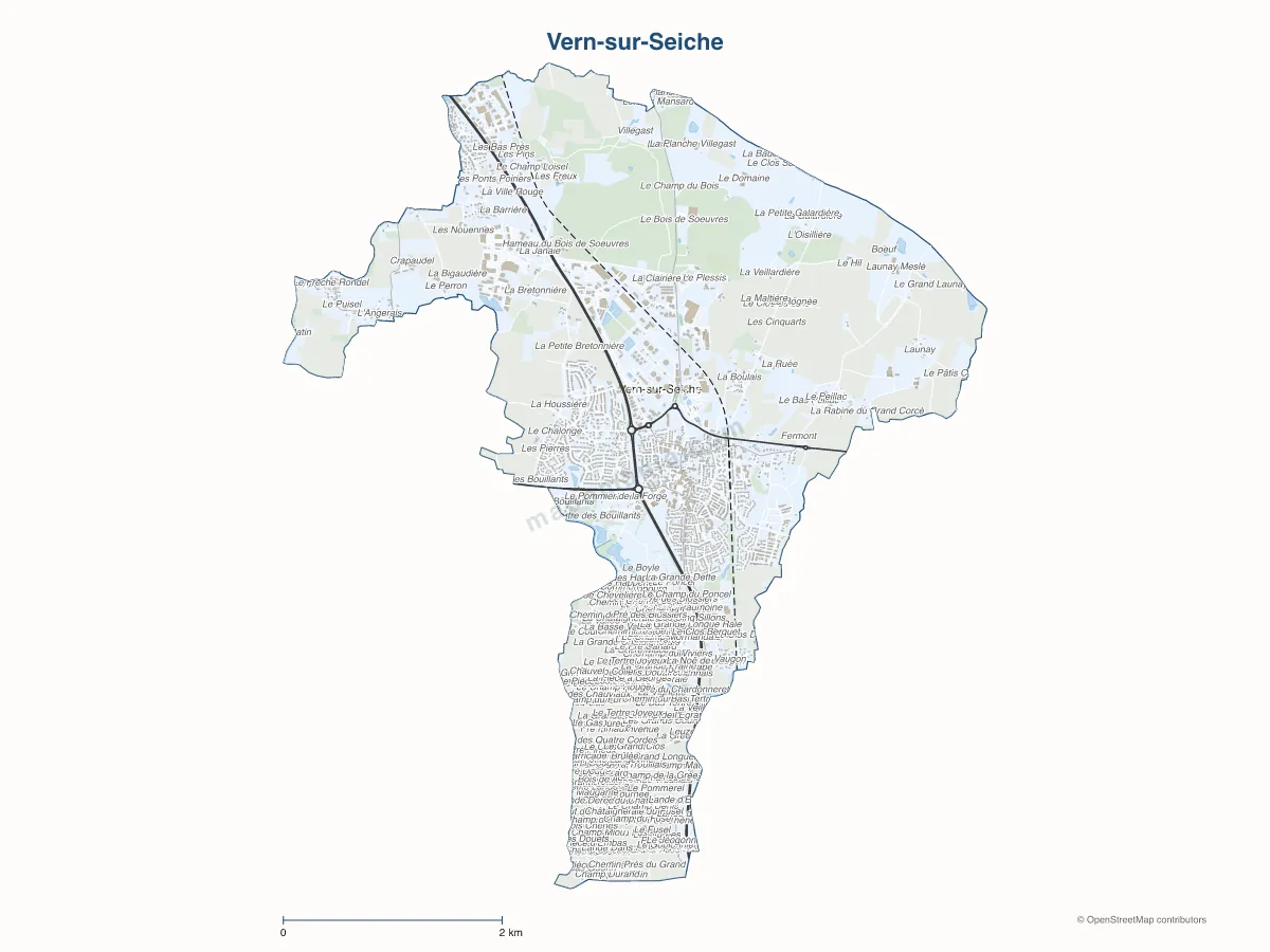 Carte de Vern-sur-Seiche à personnaliser