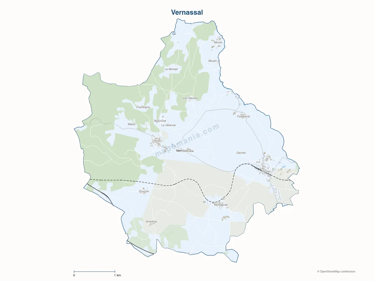 Carte de Vernassal à personnaliser