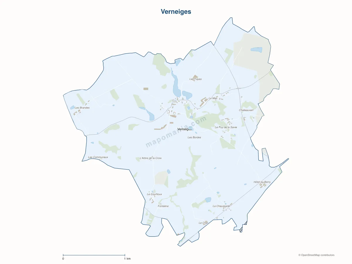 Carte de Verneiges à personnaliser