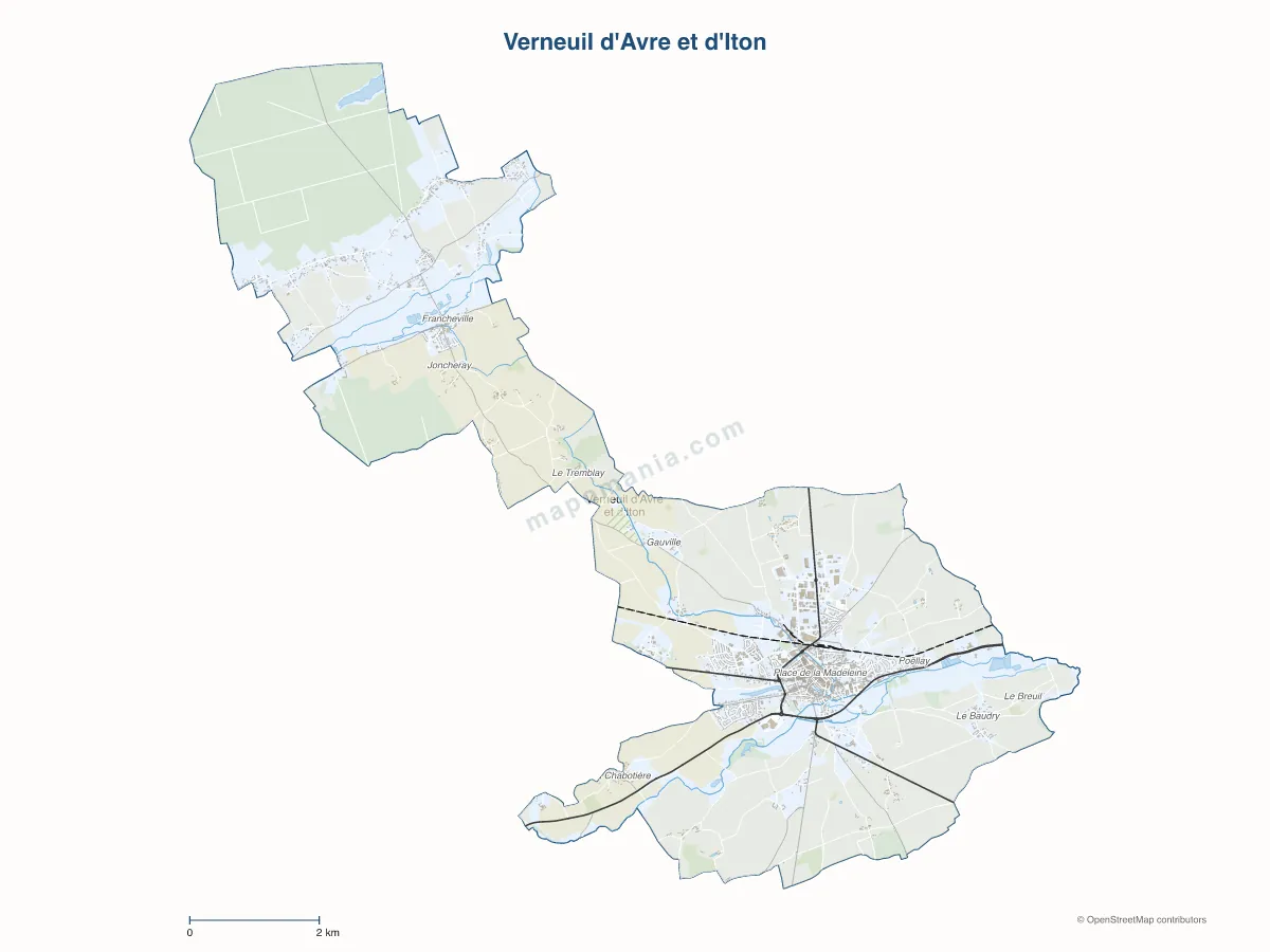 Carte de Verneuil d'Avre et d'Iton à personnaliser