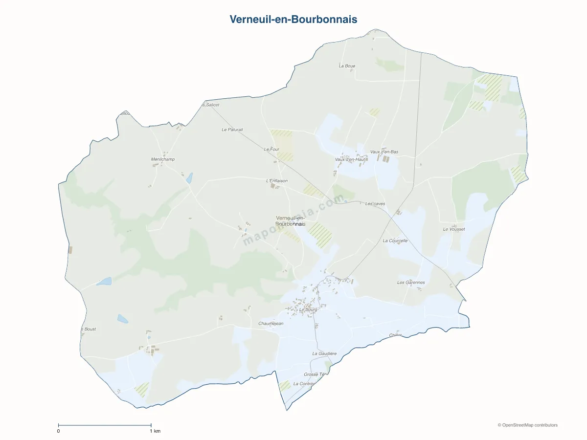 Carte de Verneuil-en-Bourbonnais à personnaliser