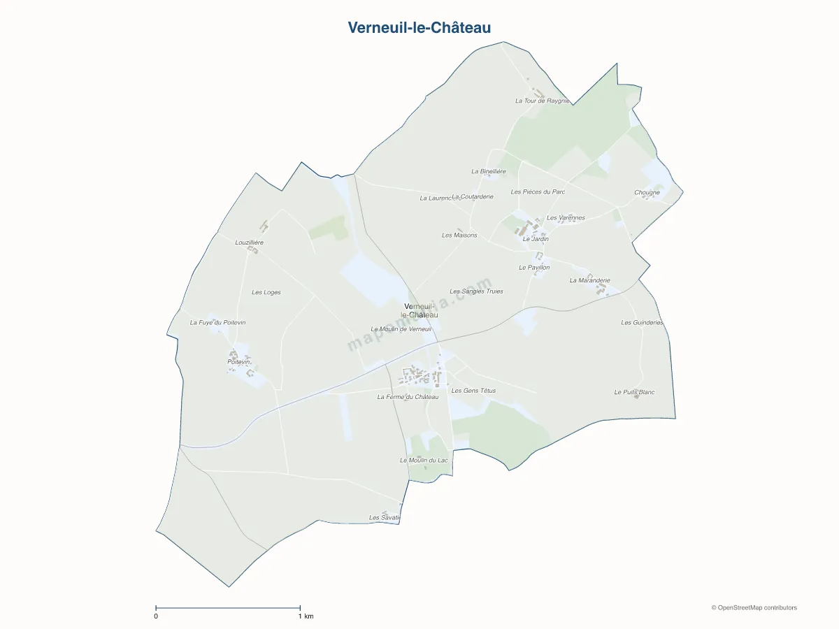 Carte de Verneuil-le-Château à personnaliser