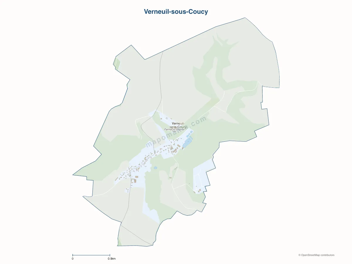 Carte de Verneuil-sous-Coucy à personnaliser