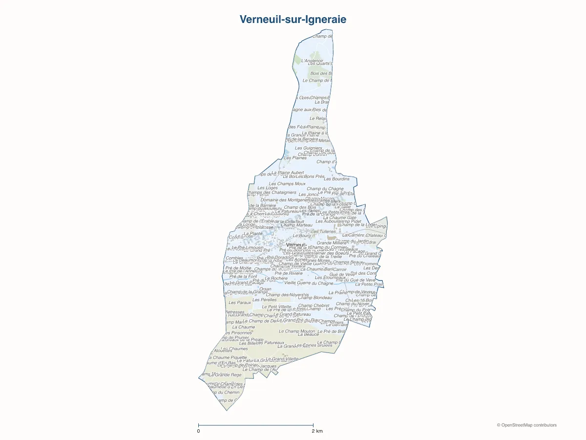 Carte de Verneuil-sur-Igneraie à personnaliser