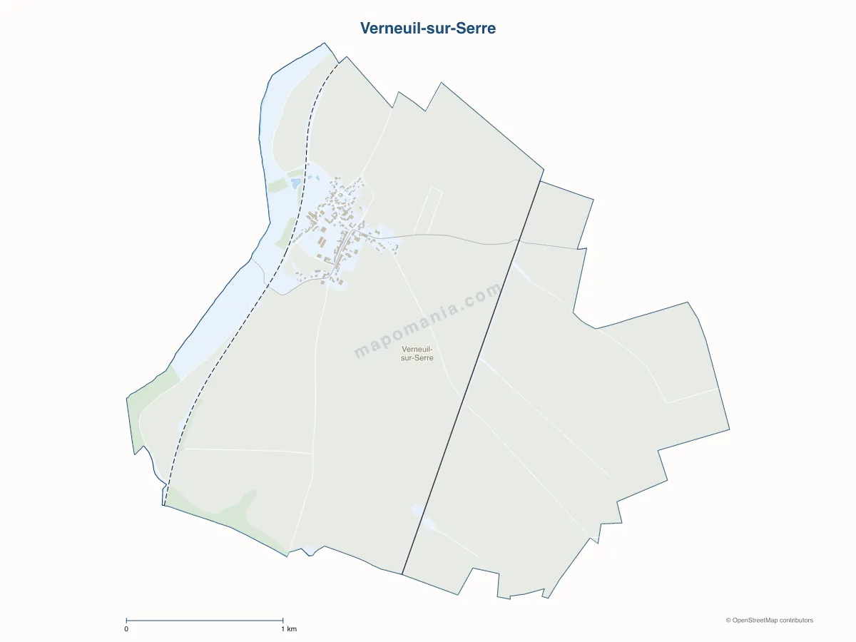 Carte de Verneuil-sur-Serre à personnaliser