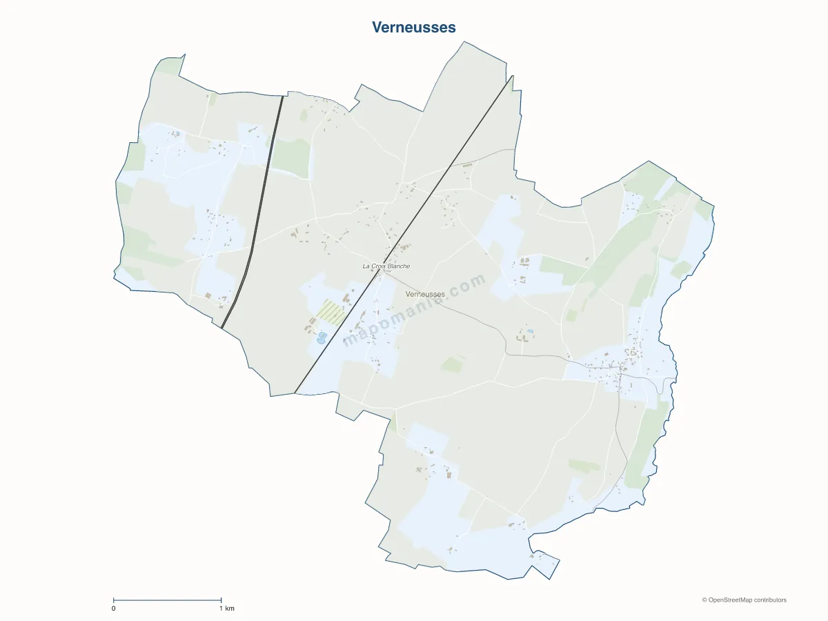 Carte de Verneusses à personnaliser